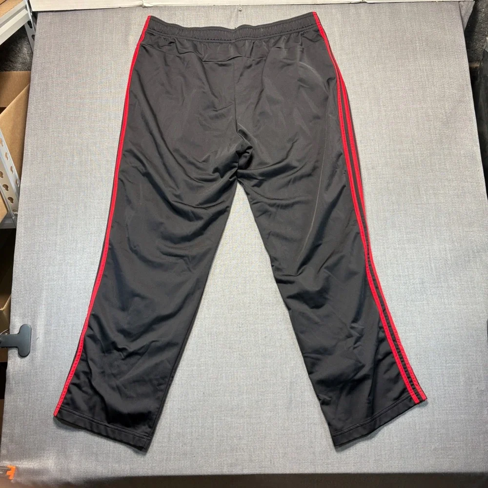Adidas Mens 2XL Track Pants Black Red 3-Stripe Athletic Activewear Joggers